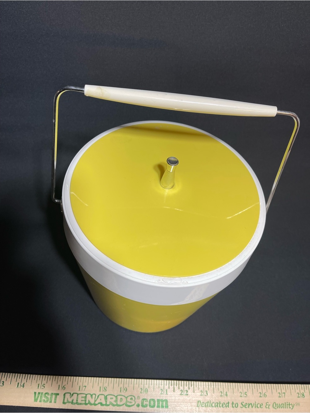Mid Century Vintage 70's Bright Yellow Lucite Ice Bucket Lid - Picture 10 of 11